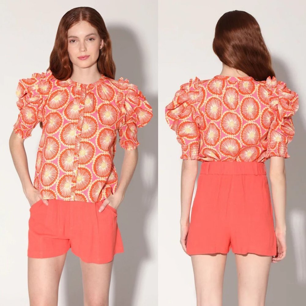 NWT New $168 Walter Baker Cotton Orange Blossom Colleene Top Size M
